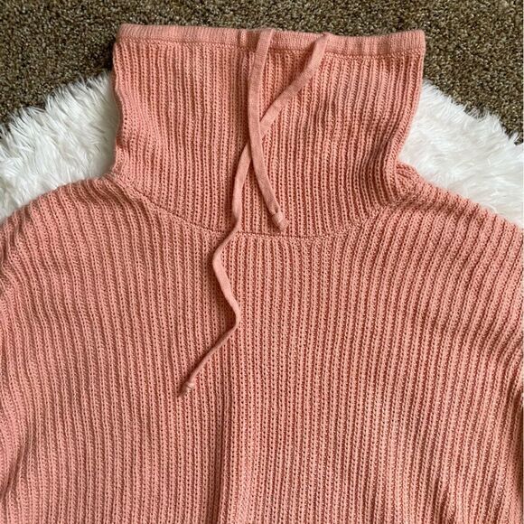 Wonderly Knit Tunic Sweater Side Slits Pink Oversized Slouchy Funnel Neck Small - Picture 6 of 9